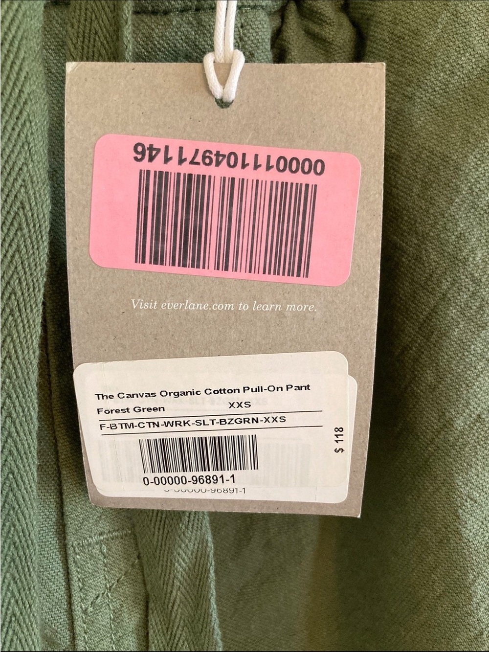 Everlane Women's High raise Organic Cotton Army Green Pants - Picture 5 of 6